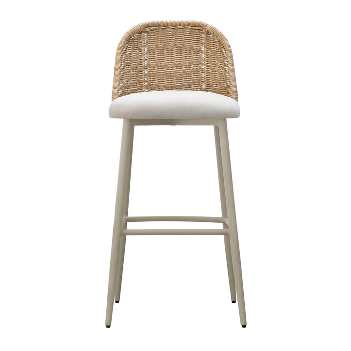 Alexa Cream &amp;amp; Natural Performance Fabric Outdoor Bar Stool