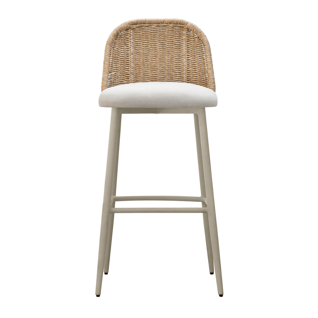 Alexa Cream &amp; Natural Performance Fabric Outdoor Bar Stool