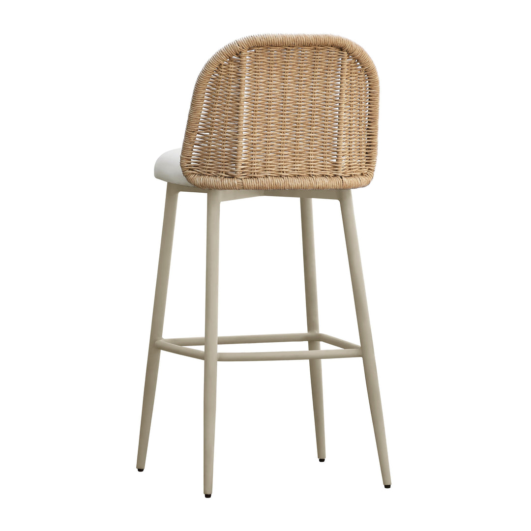 Alexa Cream &amp; Natural Performance Fabric Outdoor Bar Stool