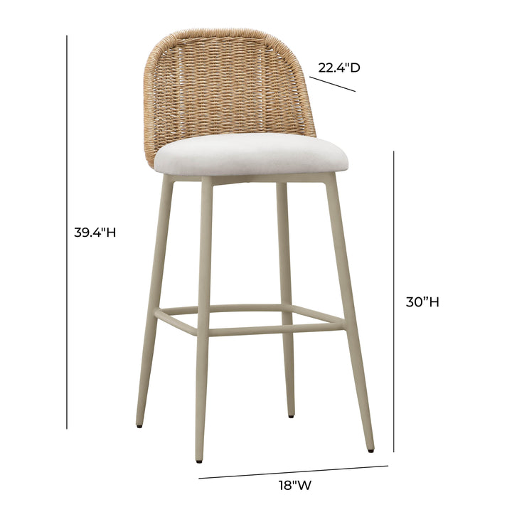 Alexa Cream &amp;amp; Natural Performance Fabric Outdoor Bar Stool