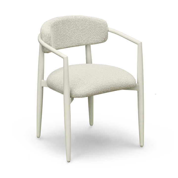 Annika Cream Textured Contract-Grade Fabric Outdoor Dining Arm Chair