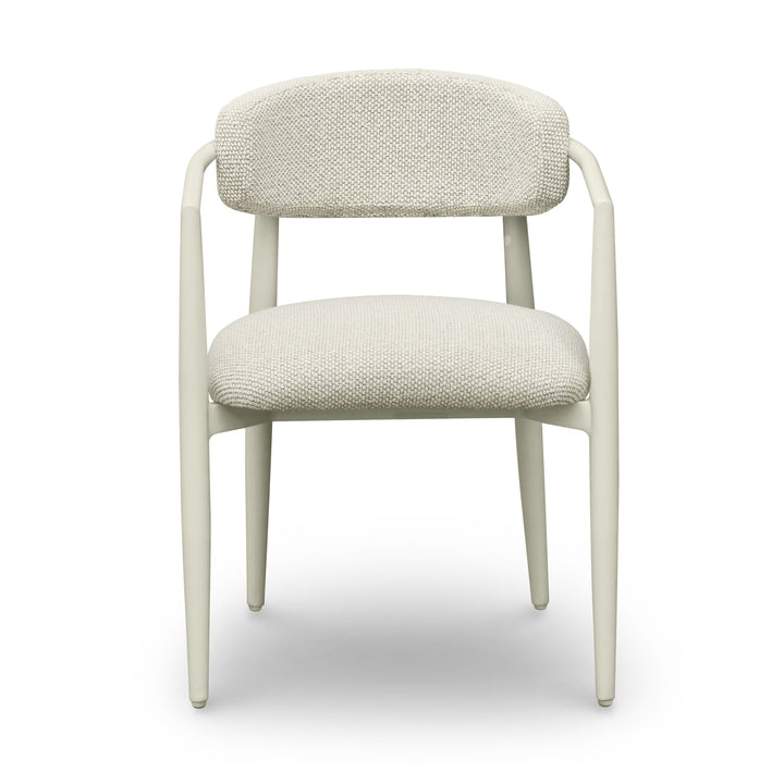 Annika Cream Textured Contract-Grade Fabric Outdoor Dining Arm Chair