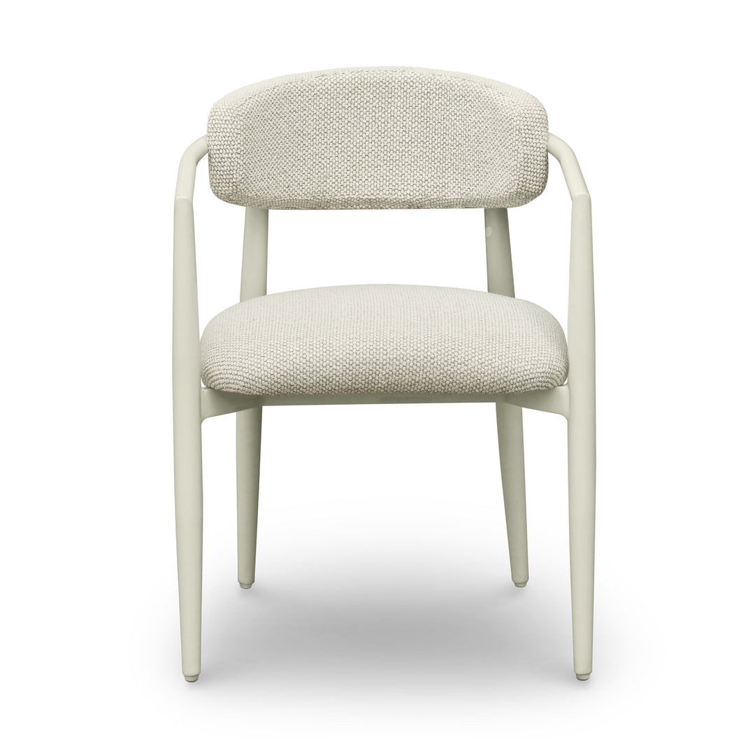 Annika Cream Textured Contract-Grade Fabric Outdoor Dining Arm Chair