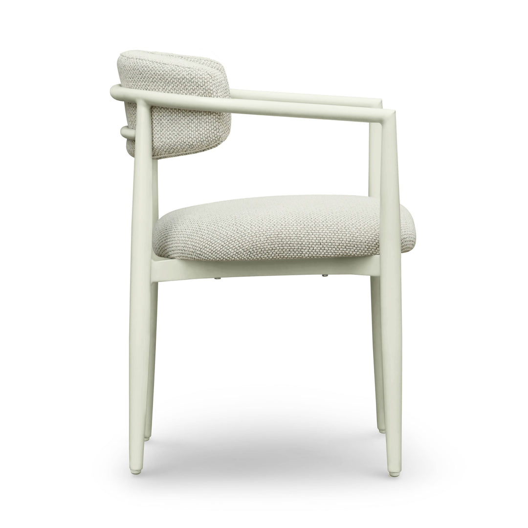 Annika Cream Textured Contract-Grade Fabric Outdoor Dining Arm Chair
