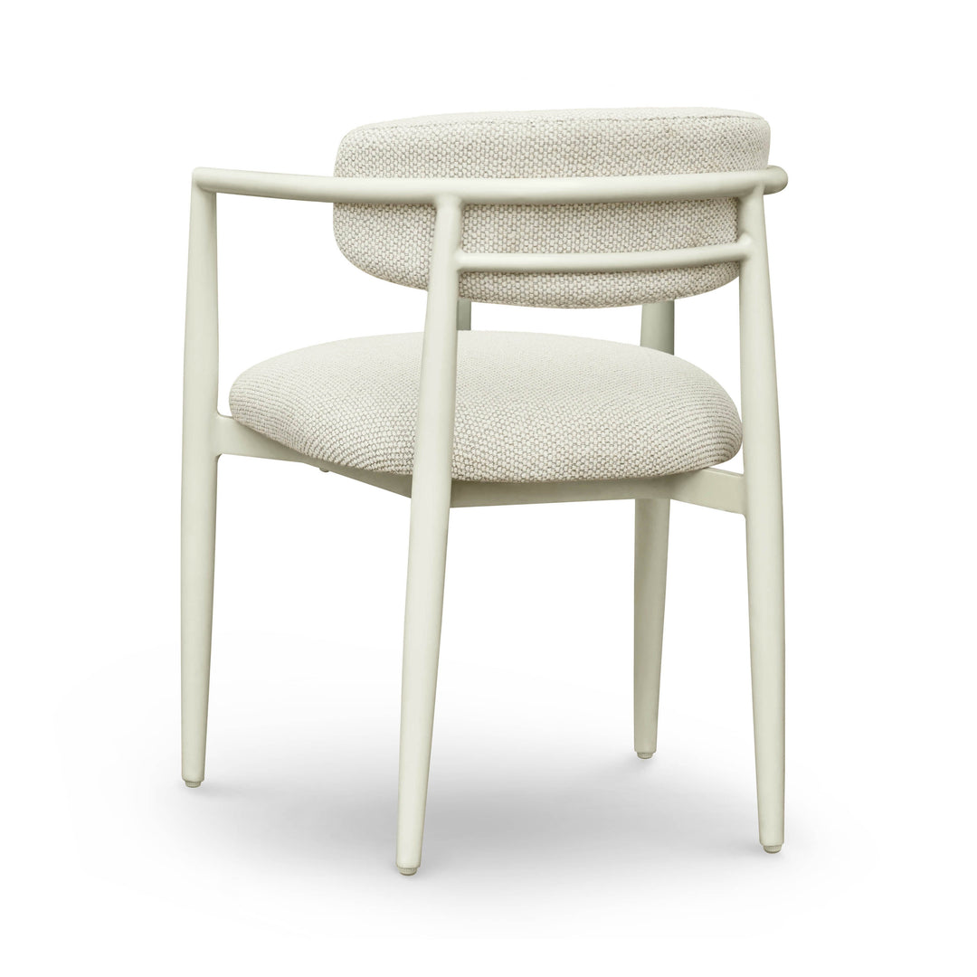 Annika Cream Textured Contract-Grade Fabric Outdoor Dining Arm Chair
