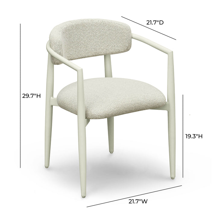 Annika Cream Textured Contract-Grade Fabric Outdoor Dining Arm Chair
