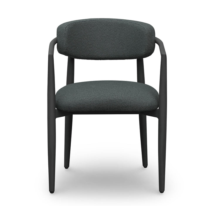Annika Black Textured Contract-Grade Fabric Outdoor Dining Arm Chair