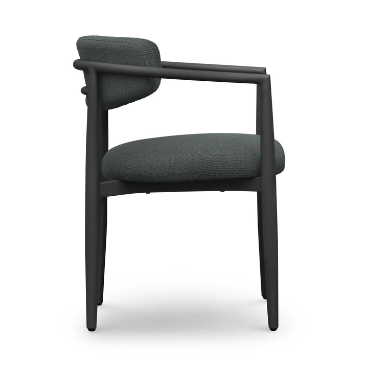 Annika Black Textured Contract-Grade Fabric Outdoor Dining Arm Chair