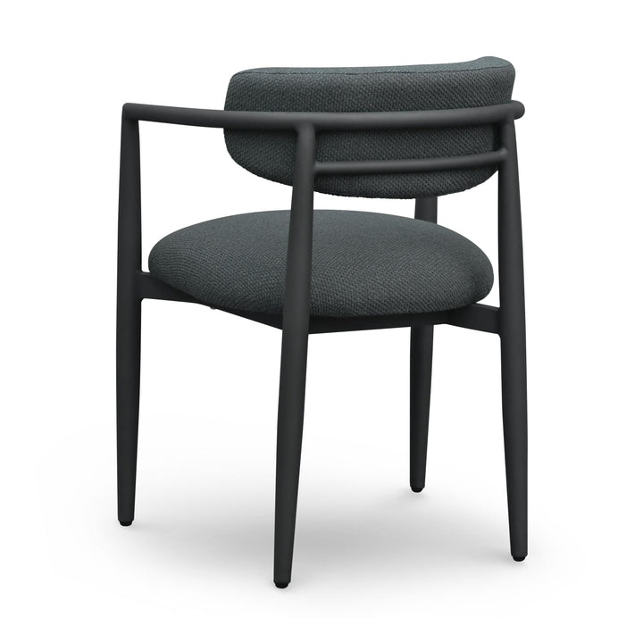 Annika Black Textured Contract-Grade Fabric Outdoor Dining Arm Chair