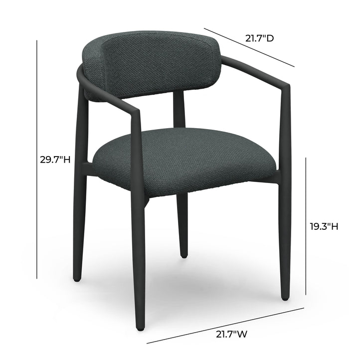 Annika Black Textured Contract-Grade Fabric Outdoor Dining Arm Chair