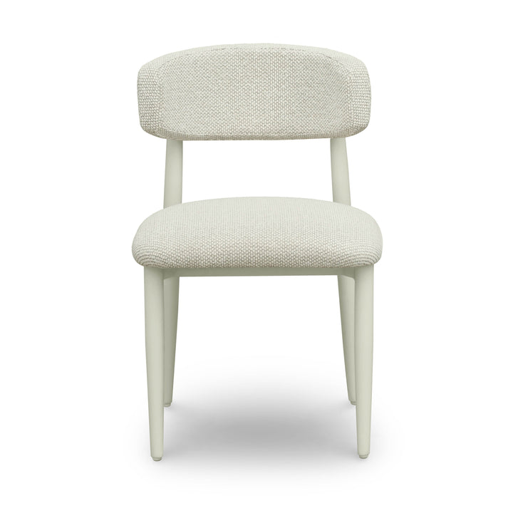 Annika Cream Textured Contract-Grade Fabric Outdoor Dining Side Chair