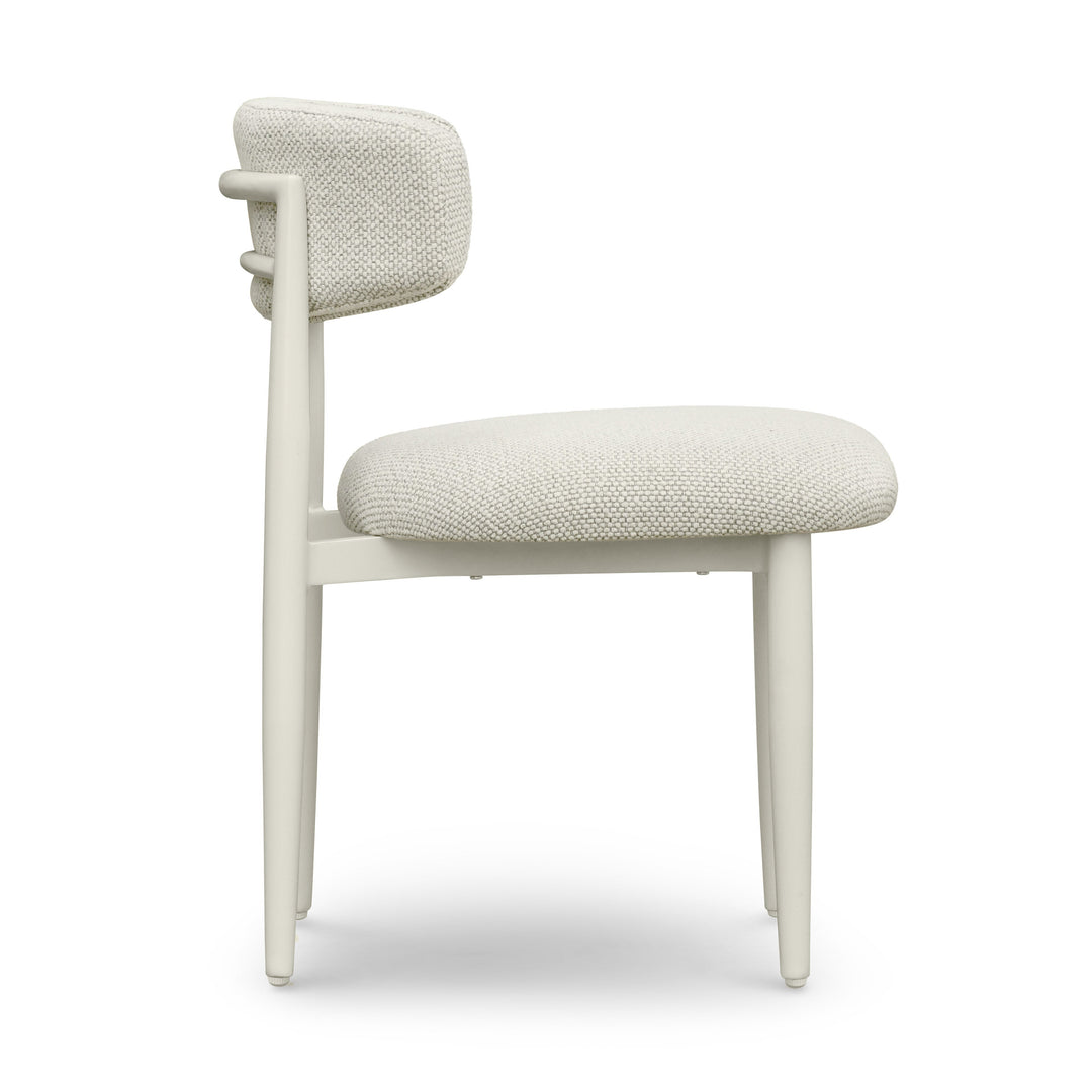 Annika Cream Textured Contract-Grade Fabric Outdoor Dining Side Chair