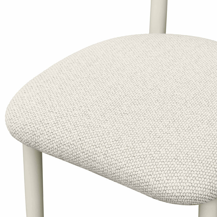 Annika Cream Textured Contract-Grade Fabric Outdoor Dining Side Chair