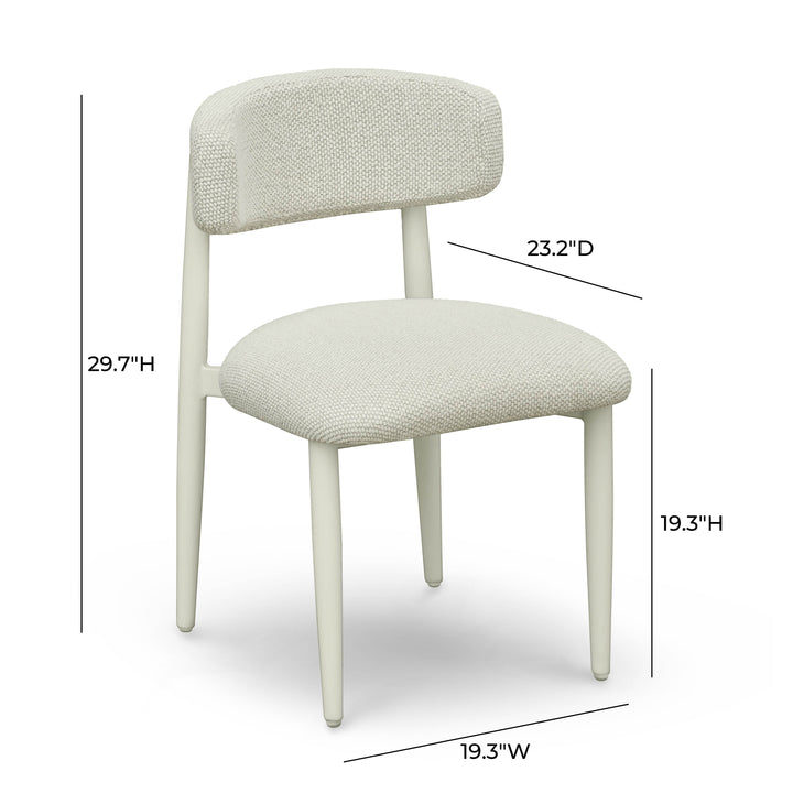 Annika Cream Textured Contract-Grade Fabric Outdoor Dining Side Chair