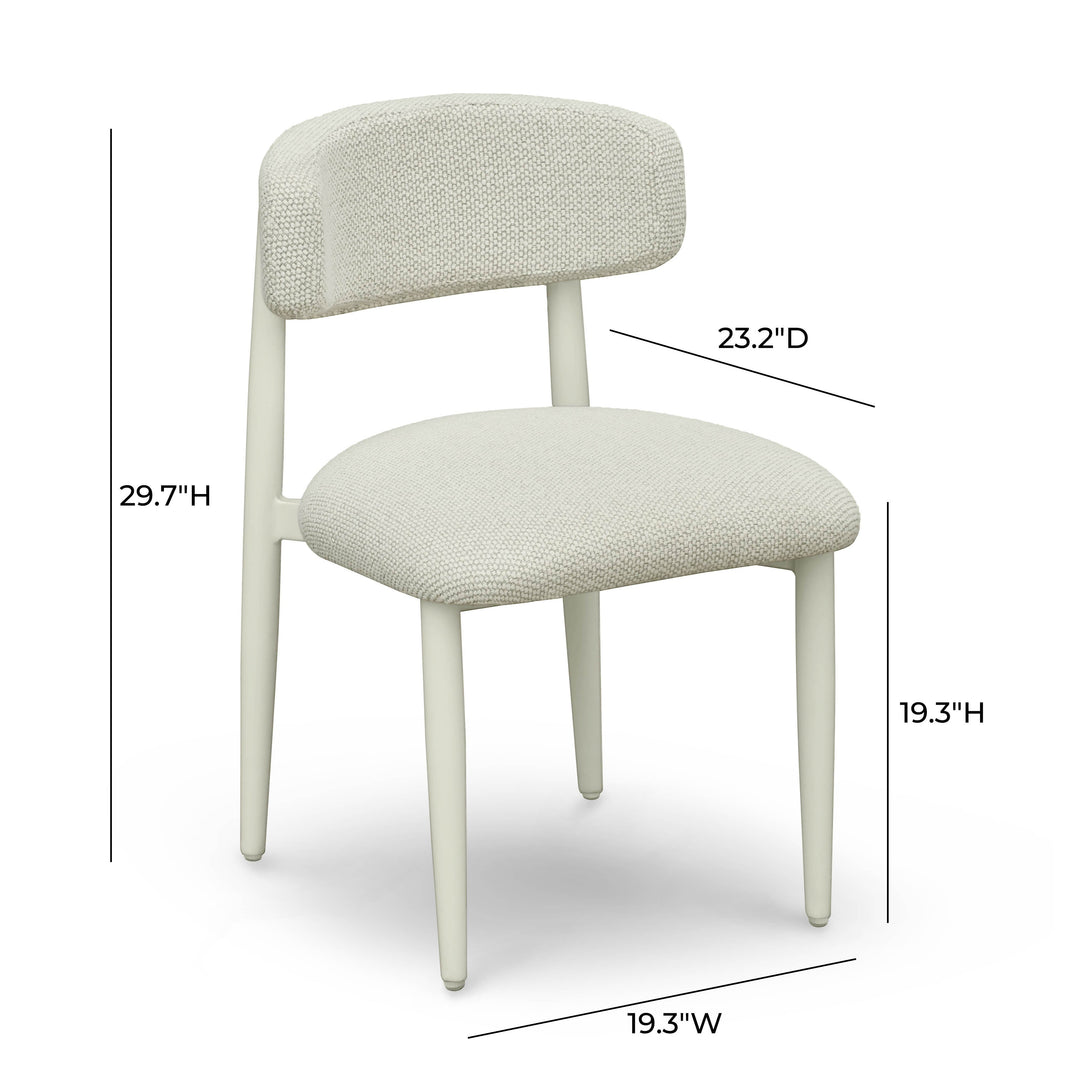 Annika Cream Textured Contract-Grade Fabric Outdoor Dining Side Chair