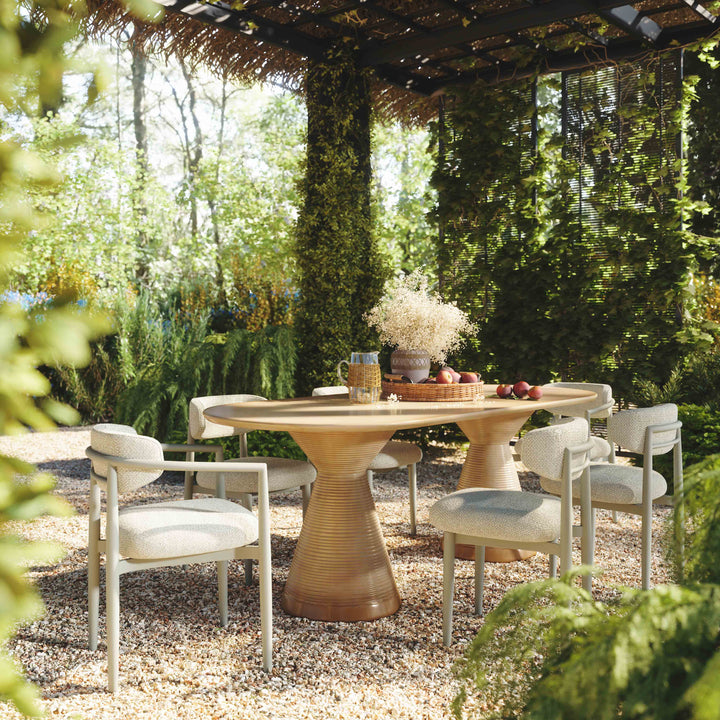 Annika Cream Textured Contract-Grade Fabric Outdoor Dining Side Chair