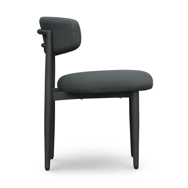 Annika Black Textured Contract-Grade Fabric Outdoor Dining Side Chair