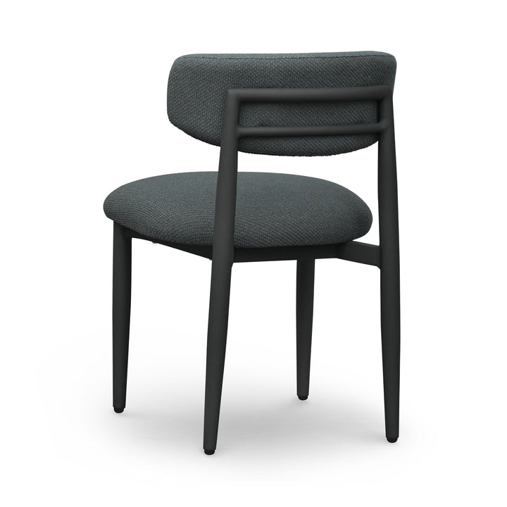 Annika Black Textured Contract-Grade Fabric Outdoor Dining Side Chair