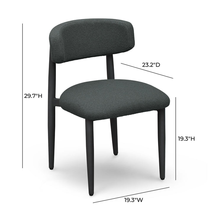 Annika Black Textured Contract-Grade Fabric Outdoor Dining Side Chair