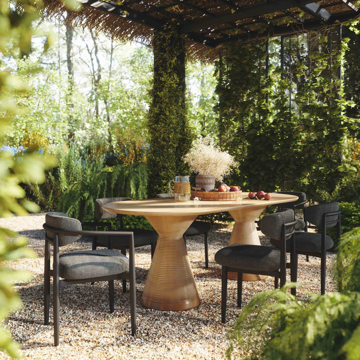 Annika Black Textured Contract-Grade Fabric Outdoor Dining Side Chair