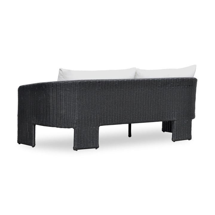 Alexa 80" Rattan Performance Fabric Outdoor Sofa - Black / Cream