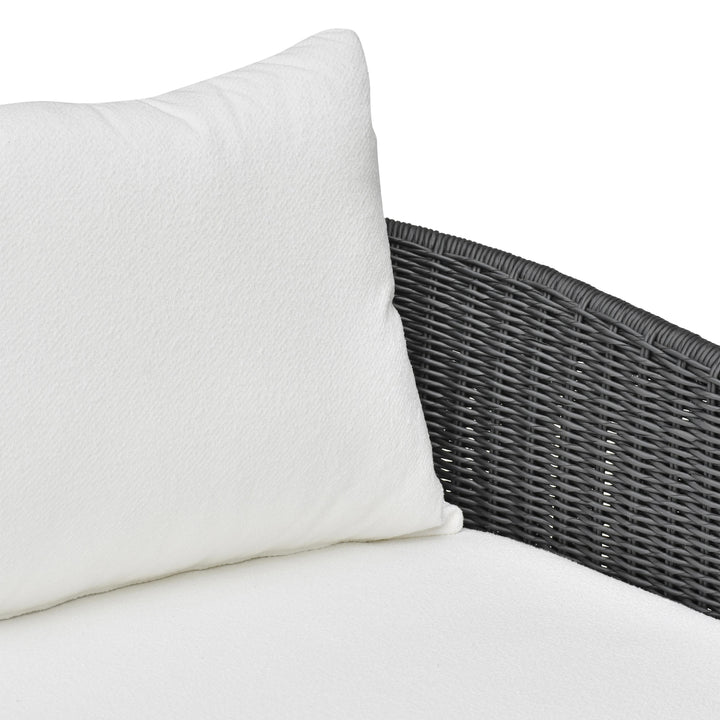 Alexa 80" Rattan Performance Fabric Outdoor Sofa - Black / Cream