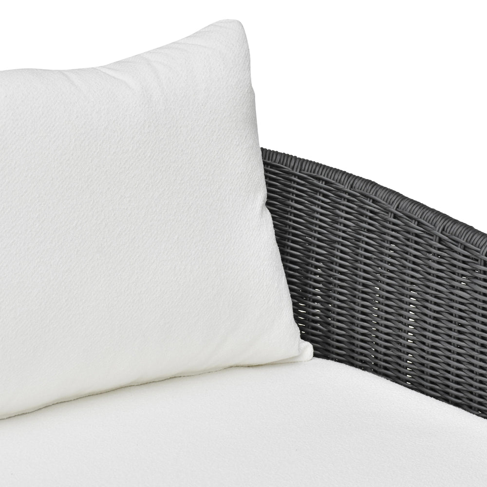 Alexa 80" Rattan Performance Fabric Outdoor Sofa - Black / Cream