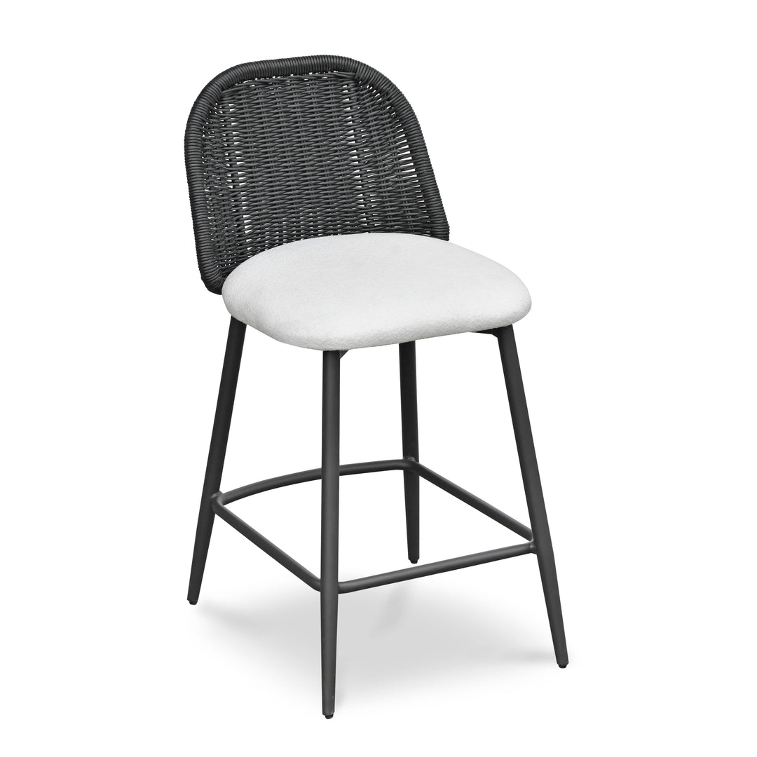 Alexa Cream &amp; Black Performance Fabric Outdoor Counter Stool