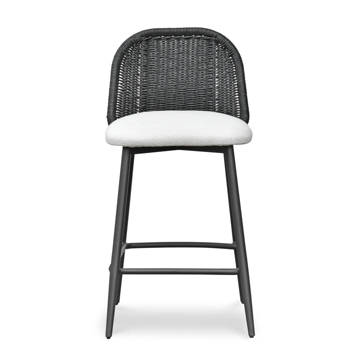 Alexa Cream &amp;amp; Black Performance Fabric Outdoor Counter Stool