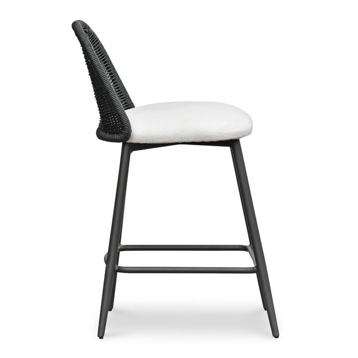 Alexa Cream &amp;amp; Black Performance Fabric Outdoor Counter Stool