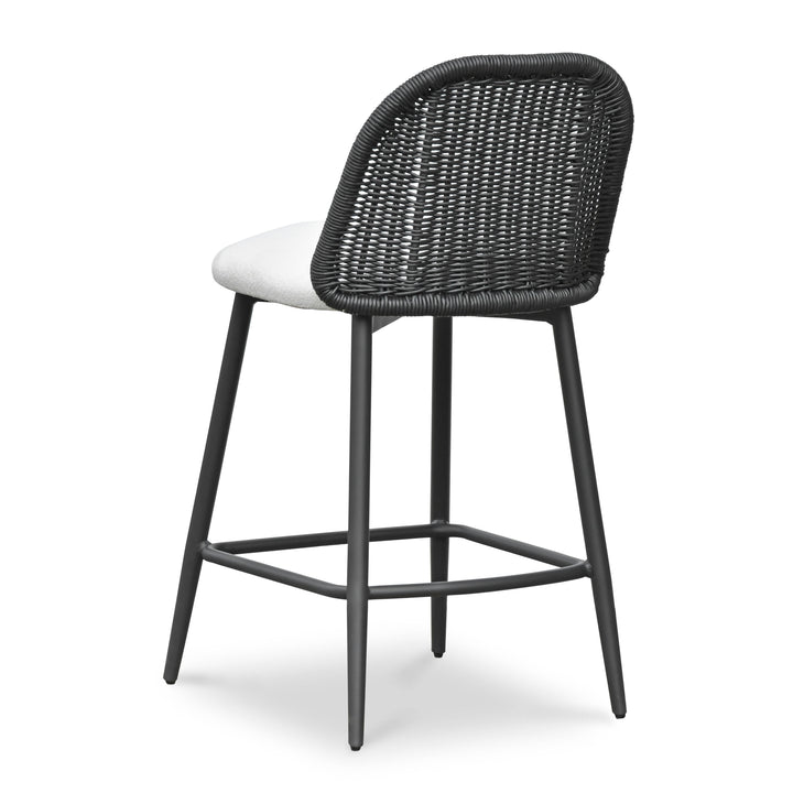Alexa Cream &amp;amp; Black Performance Fabric Outdoor Counter Stool