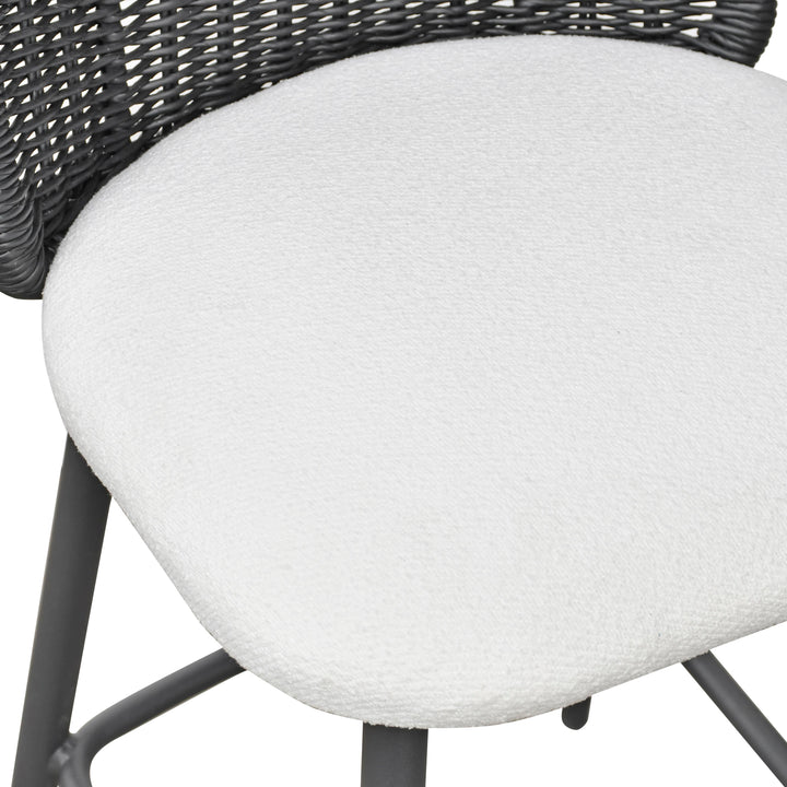 Alexa Cream &amp;amp; Black Performance Fabric Outdoor Counter Stool
