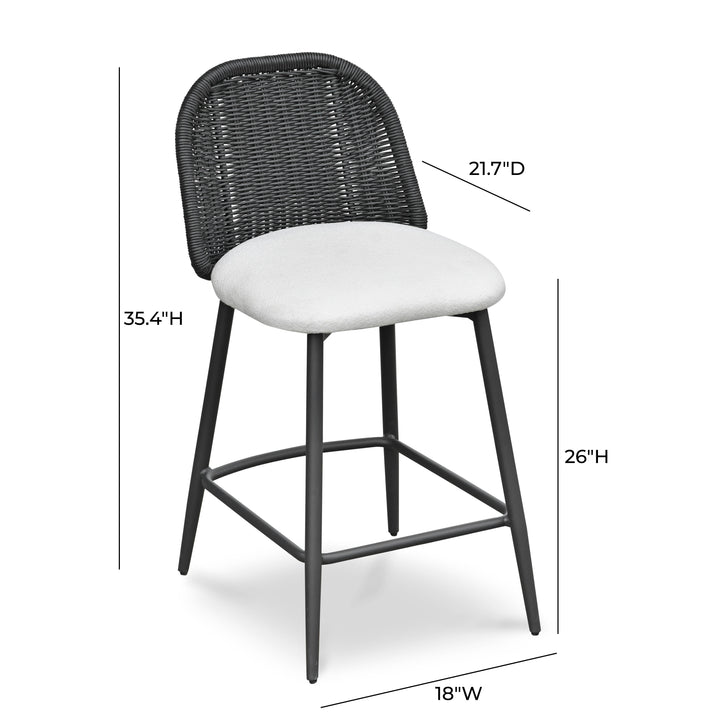 Alexa Cream &amp;amp; Black Performance Fabric Outdoor Counter Stool