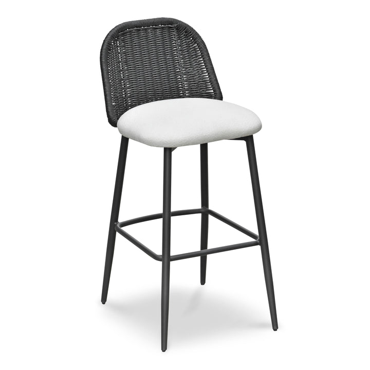 Alexa Cream &amp;amp; Black Performance Fabric Outdoor Bar Stool