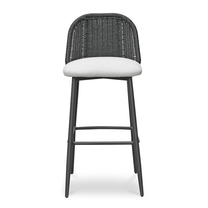 Alexa Cream &amp;amp; Black Performance Fabric Outdoor Bar Stool