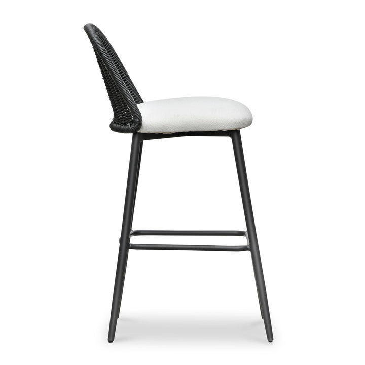 Alexa Cream &amp;amp; Black Performance Fabric Outdoor Bar Stool
