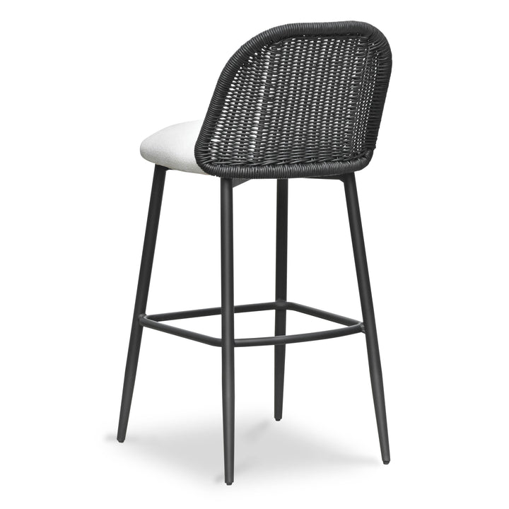 Alexa Cream &amp;amp; Black Performance Fabric Outdoor Bar Stool