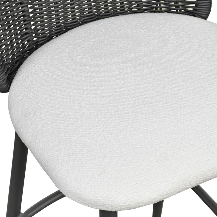 Alexa Cream &amp;amp; Black Performance Fabric Outdoor Bar Stool