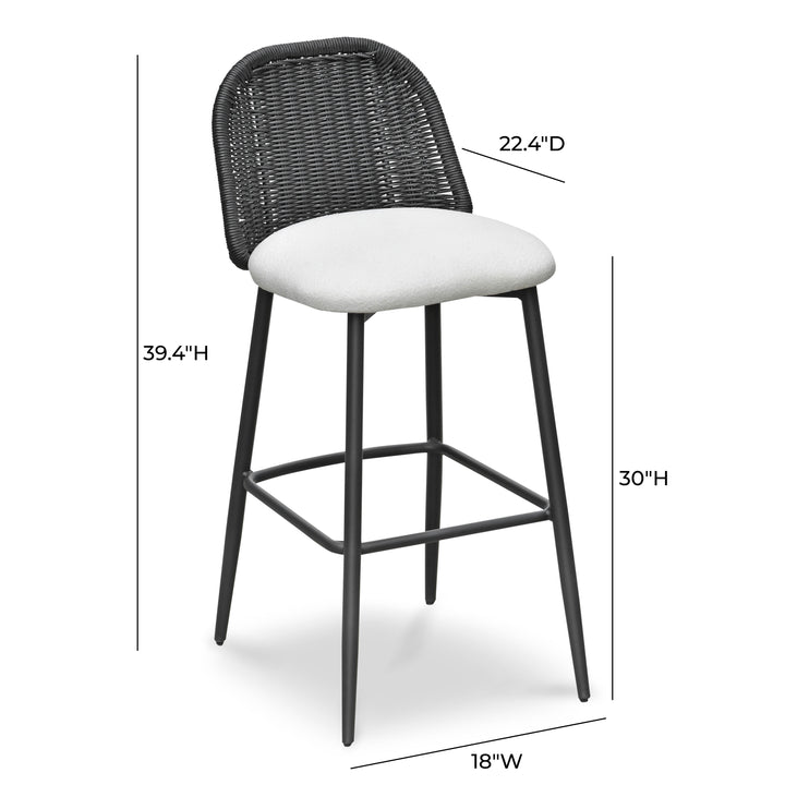 Alexa Cream &amp;amp; Black Performance Fabric Outdoor Bar Stool
