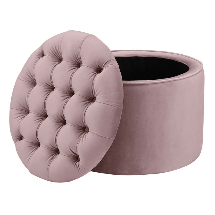 Queen Performance Velvet Round Storage Ottoman - Mauve