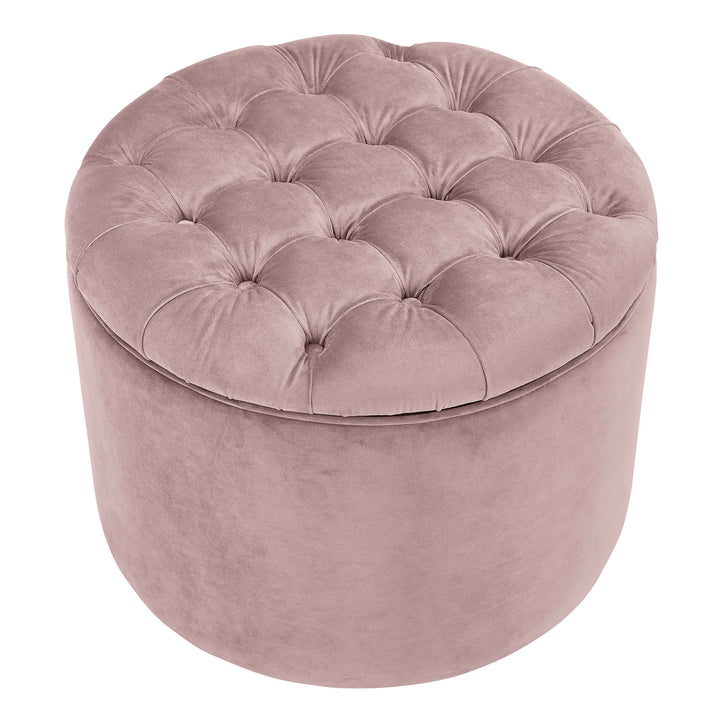 Queen Performance Velvet Round Storage Ottoman - Mauve