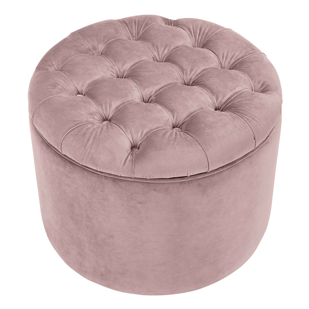 Queen Performance Velvet Round Storage Ottoman - Mauve