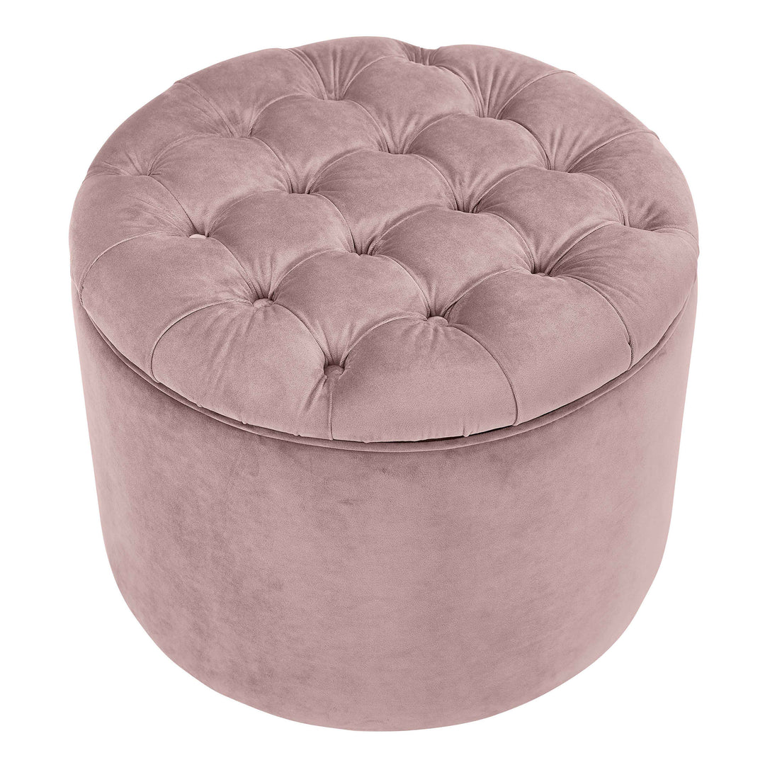 Queen Performance Velvet Round Storage Ottoman