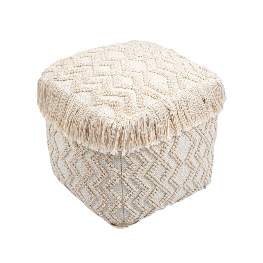 TOV Furniture Inca Cream Cotton Pouf