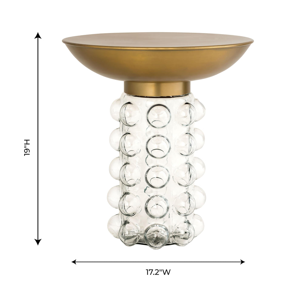 Bubble Glass and Brass Side Table