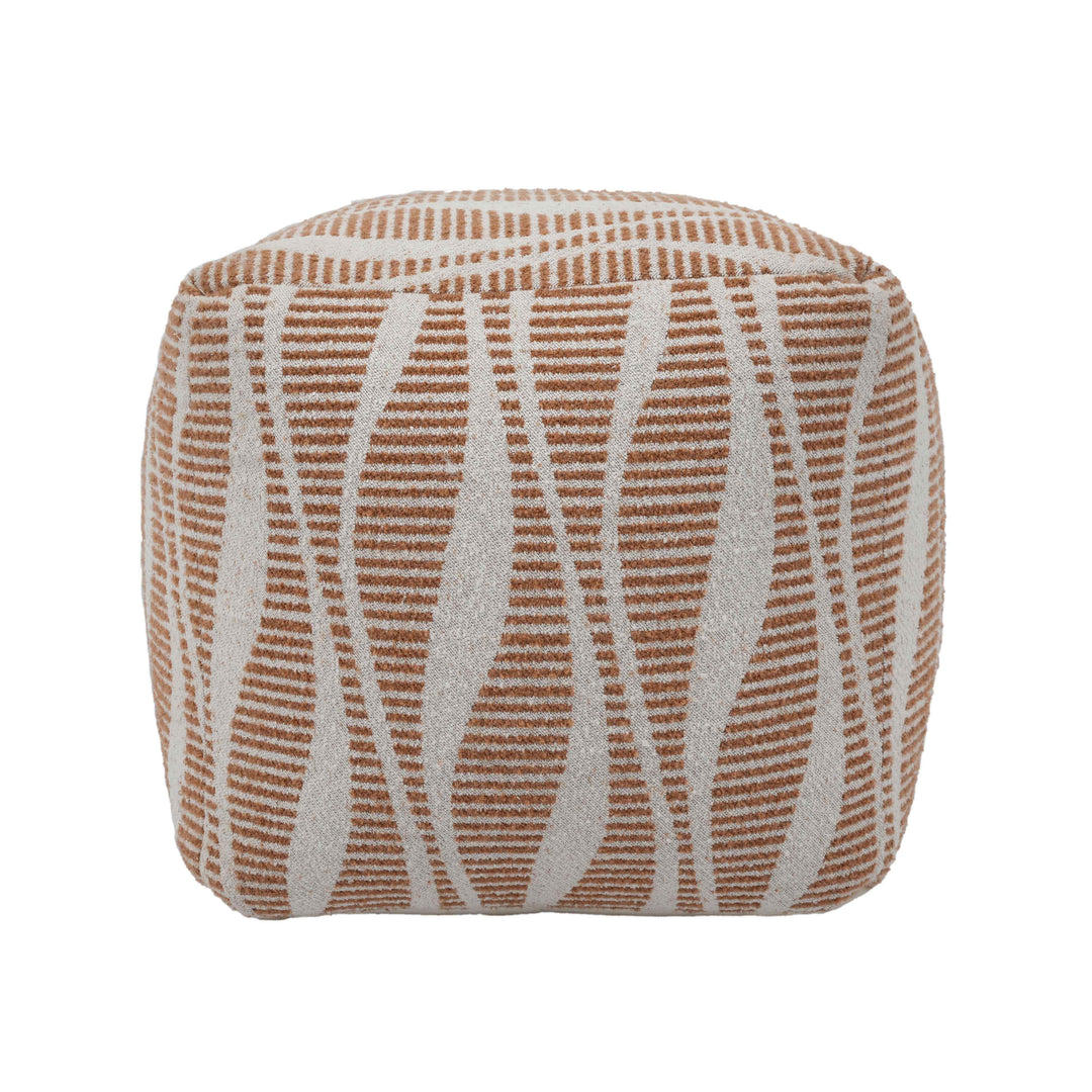 Ember Natural and Cream Woven Pouf