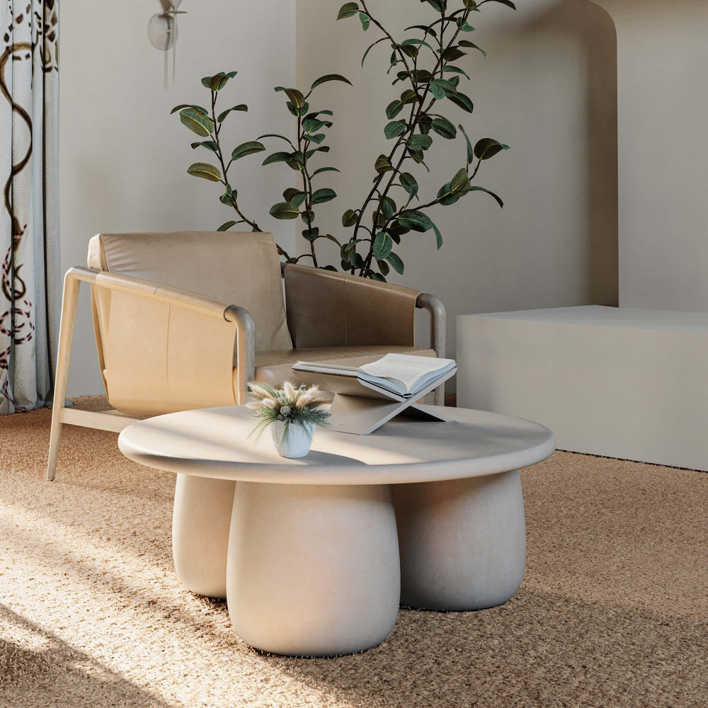 Rahul 34" Cream Round Coffee Table