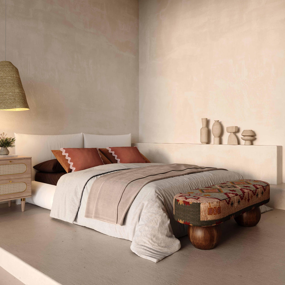 Rizi 53" Textured Wool Upholstered Bench