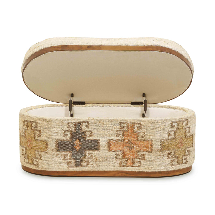 Olivier 41" Cotton Oval Storage Ottoman