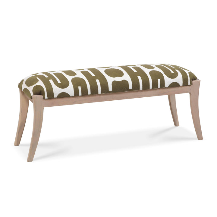 Arielle 48" Olive &amp;amp; White Embroidered Bench